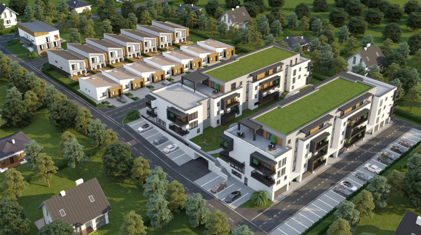 Široký pohľad na celý rezidenčný projekt