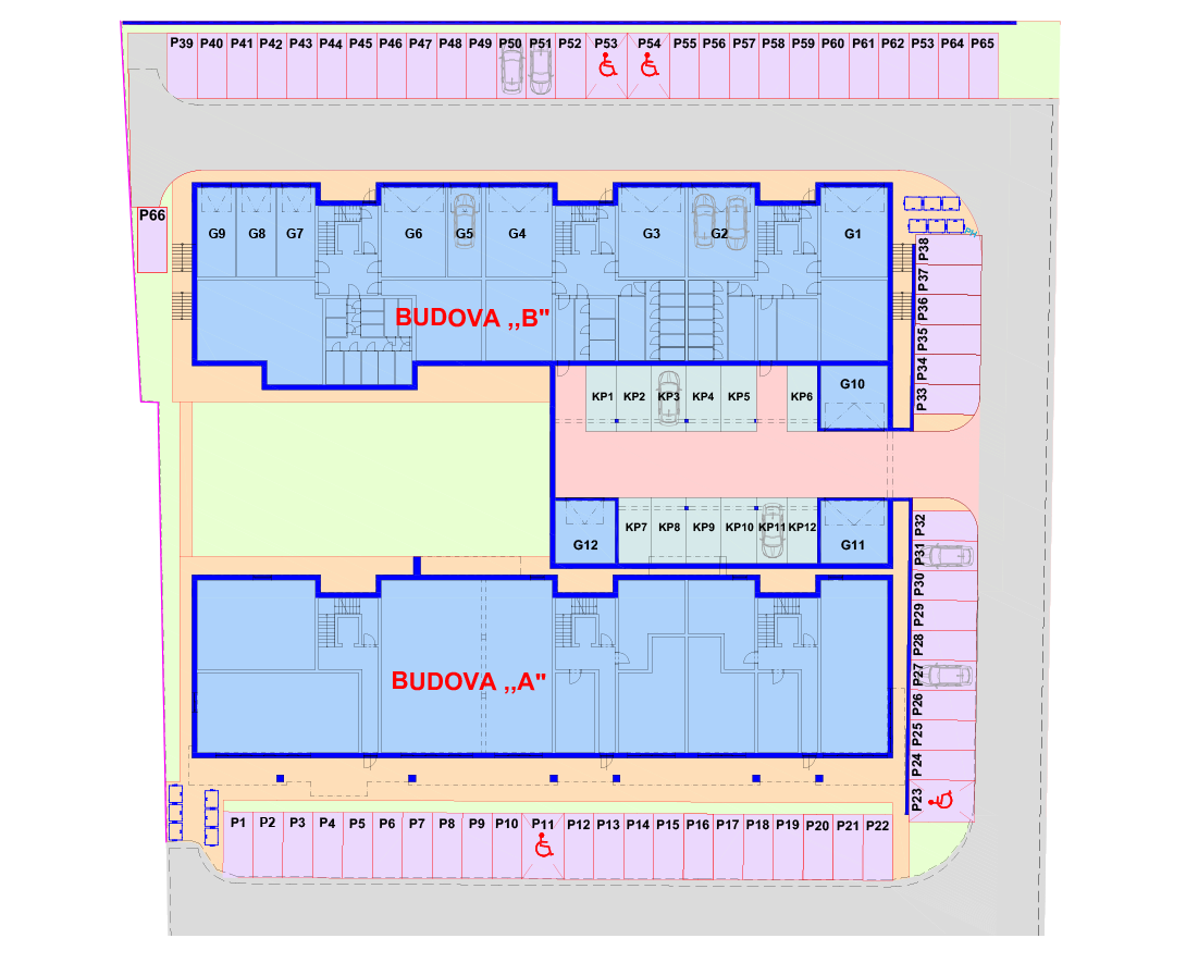Situačný plán parkovacích miest RajPark Residence